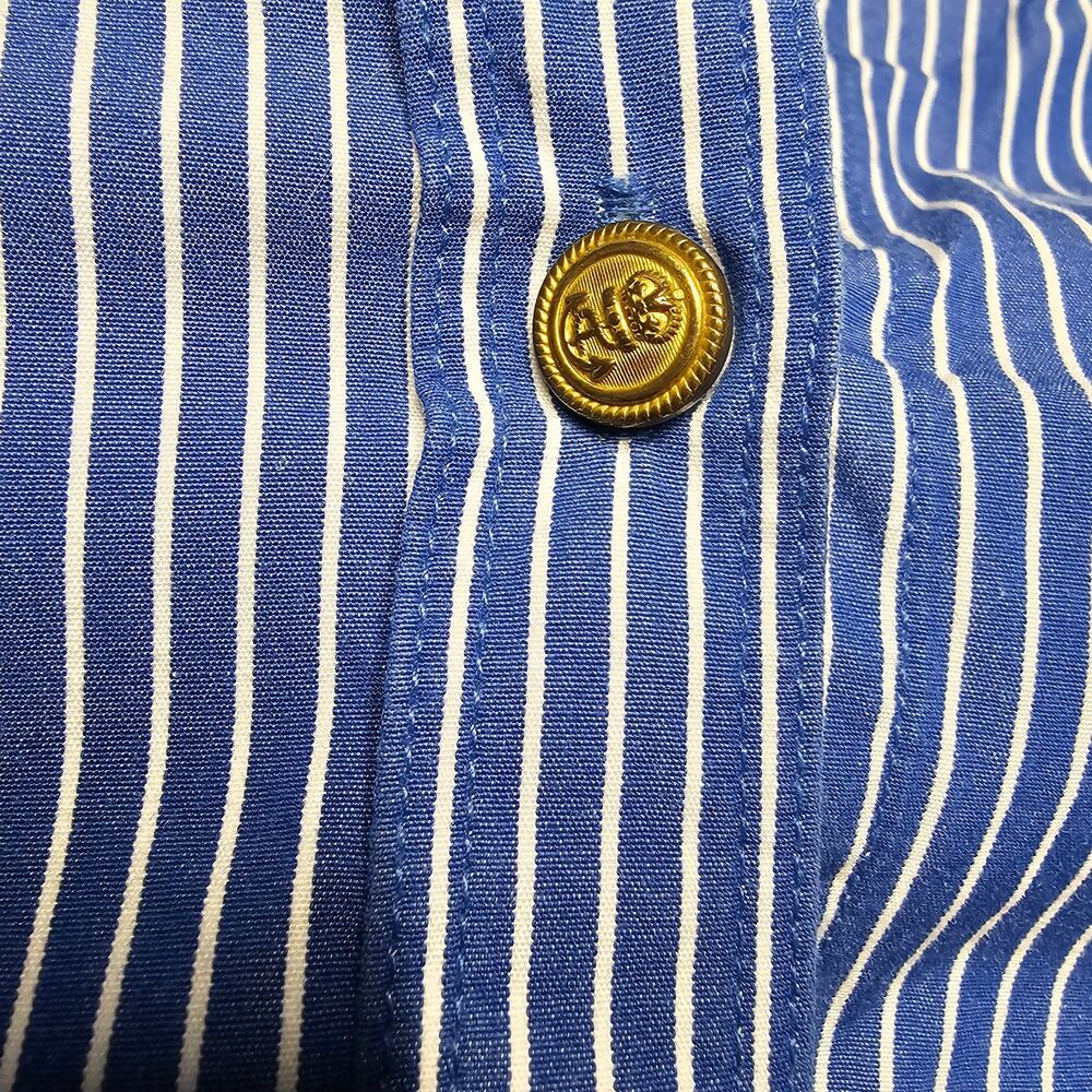LRL Ralph Lauren Blue White XL Captain Button Up Blouse Striped Academia Preppy - Picture 12 of 12